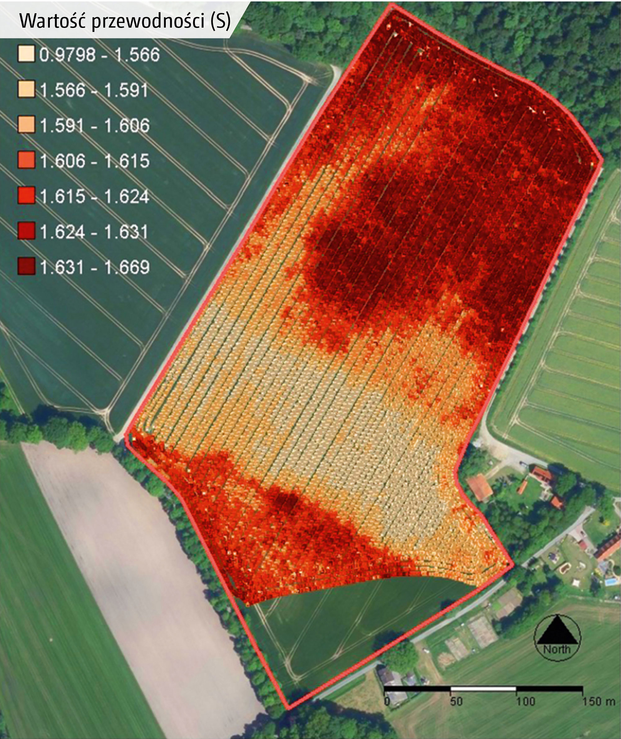 SoilDetect dostarcza wartości pomiarowe przewodności gleby podczas przejazdu. (© AMAZONE: Grafik_Bodenleitfaehigkeitsmesswerte_Ueberfahrt_d1_250820_GO_pl.jpg) SoilDetect liefert die Bodenleitfähigkeitsmesswerte während der Überfahrt.