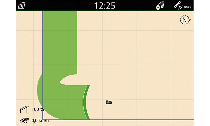Widok GPS na zakręcie bez CurveControl.