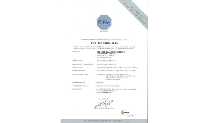 DIN EN ISO 1090 proof of conformity
